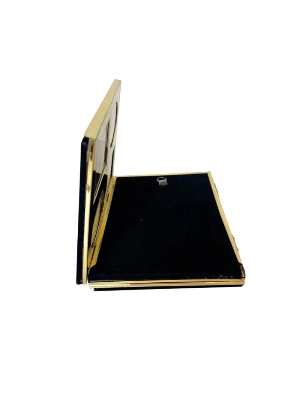 Vintage Tri Fold Picture Frame Gold Tone 80s Oval Folding Multi Photo Display
